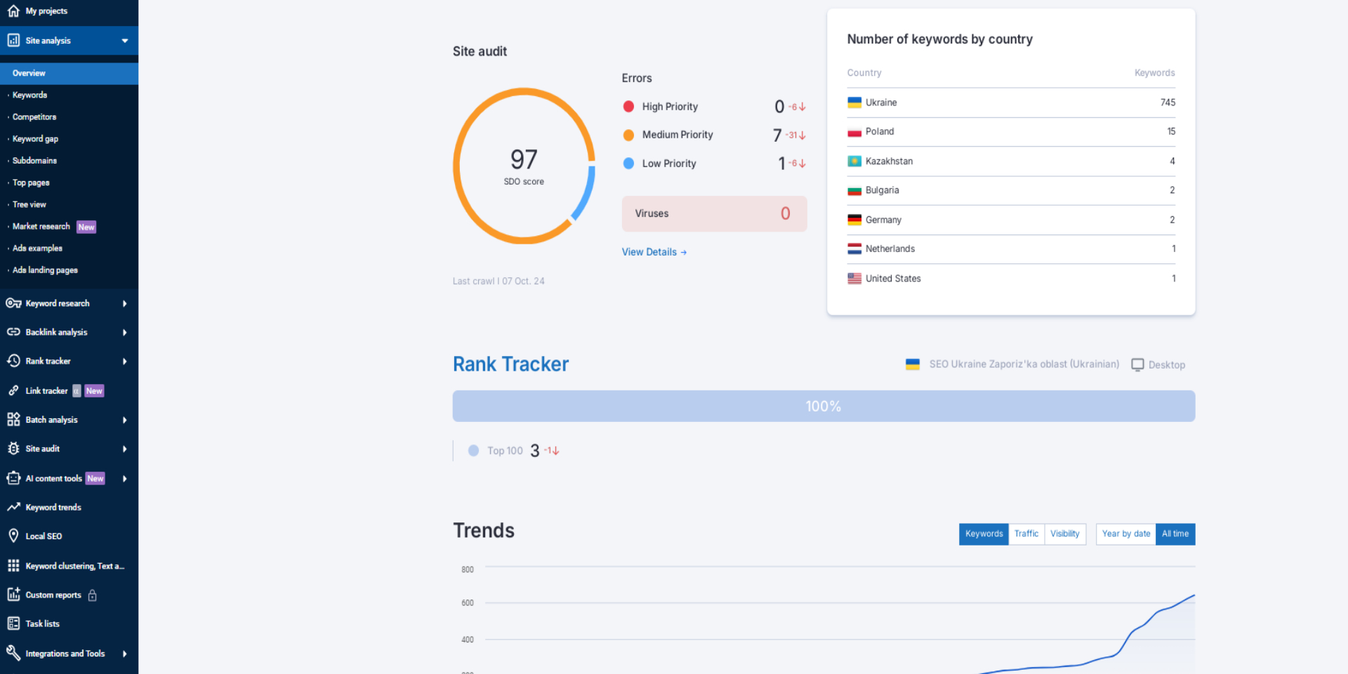 The audit and search optimization of website